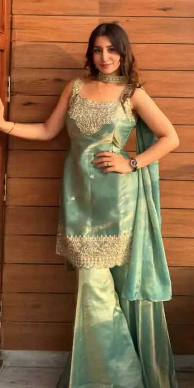 NF 1284 Green Fandy Silk Salwar Suit with Embroidery Work. Wedding, Party, Festive, Events Now at just ₹1999. Delivery 4-6 Working Days. Shop now. | Jump Suits, Salwar suit, Designer Suits, Casual Suits, Creative suits, Palazzo Suits, Party Wear Suits, Patiala Suits, Straight Suits