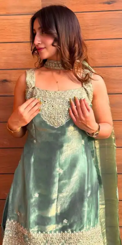 NF 1284 Green Fandy Silk Salwar Suit with Embroidery Work. Wedding, Party, Festive, Events Now at just ₹1999. Delivery 4-6 Working Days. Shop now. | Jump Suits, Salwar suit, Designer Suits, Casual Suits, Creative suits, Palazzo Suits, Party Wear Suits, Patiala Suits, Straight Suits
