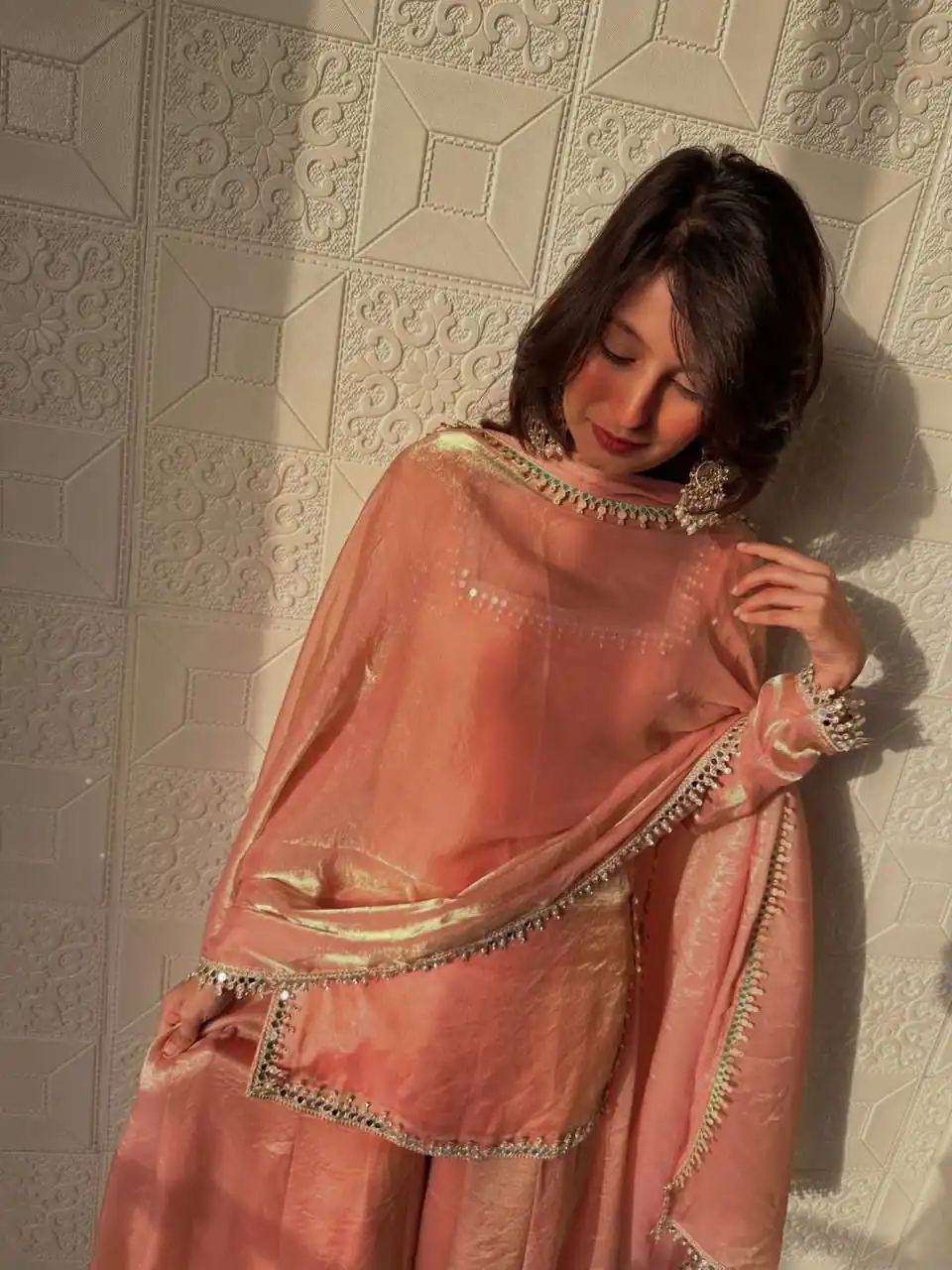 ZB 5063 Peach Fandy Silk Salwar Suit with Embroidery Work. Wedding, Party, Festive, Events Now at just ₹1949. Delivery 4-6 Working Days. Shop now. | Jump Suits, Salwar suit, Designer Suits, Casual Suits, Creative suits, Palazzo Suits, Party Wear Suits, Patiala Suits, Straight Suits