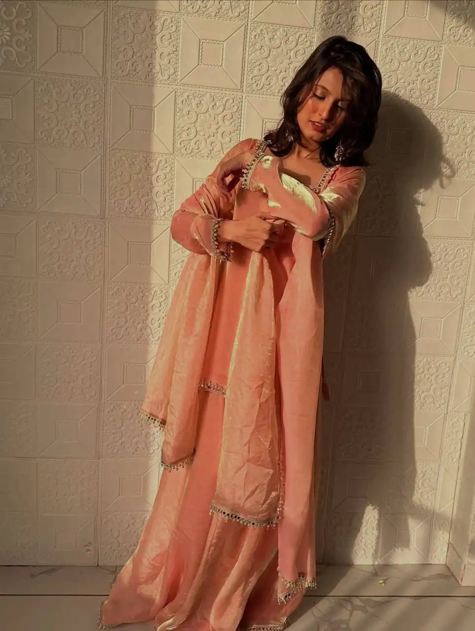 ZB 5063 Peach Fandy Silk Salwar Suit with Embroidery Work. Wedding, Party, Festive, Events Now at just ₹1949. Delivery 4-6 Working Days. Shop now. | Jump Suits, Salwar suit, Designer Suits, Casual Suits, Creative suits, Palazzo Suits, Party Wear Suits, Patiala Suits, Straight Suits