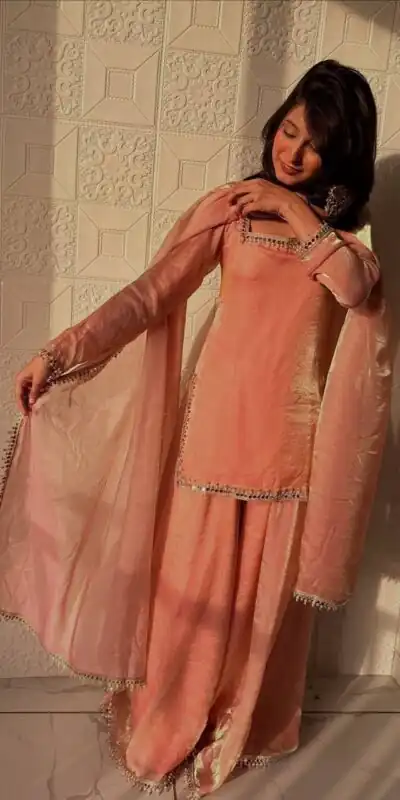 ZB 5063 Peach Fandy Silk Salwar Suit with Embroidery Work. Wedding, Party, Festive, Events Now at just ₹1949. Delivery 4-6 Working Days. Shop now. | Jump Suits, Salwar suit, Designer Suits, Casual Suits, Creative suits, Palazzo Suits, Party Wear Suits, Patiala Suits, Straight Suits