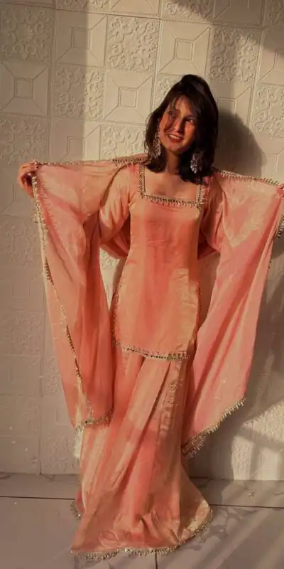 ZB 5063 Peach Fandy Silk Salwar Suit with Embroidery Work. Wedding, Party, Festive, Events Now at just ₹1949. Delivery 4-6 Working Days. Shop now. | Jump Suits, Salwar suit, Designer Suits, Casual Suits, Creative suits, Palazzo Suits, Party Wear Suits, Patiala Suits, Straight Suits