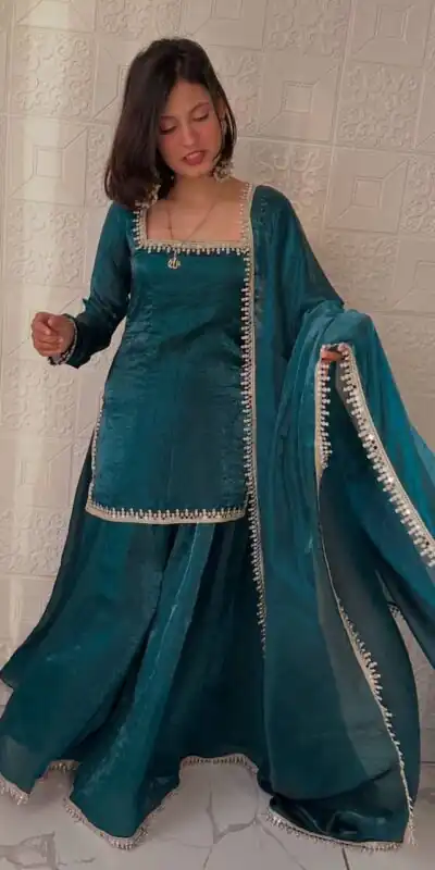 ZB 5063 Teal Fandy Silk Salwar Suit with Embroidery Work. Wedding, Party, Festive, Events Now at just ₹1949. Delivery 4-6 Working Days. Shop now. | Jump Suits, Salwar suit, Designer Suits, Casual Suits, Creative suits, Palazzo Suits, Party Wear Suits, Patiala Suits, Straight Suits