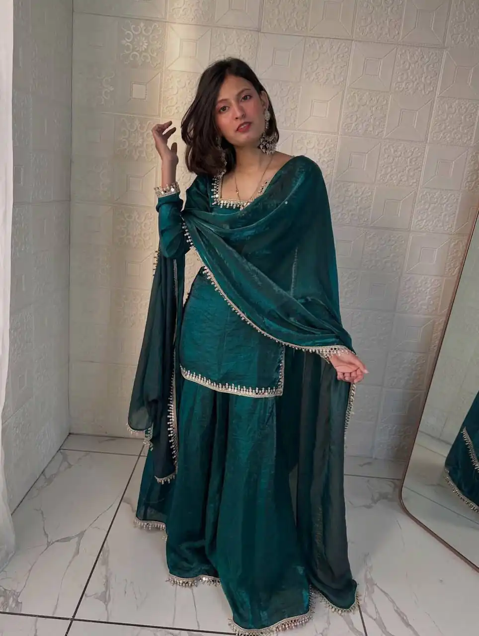 ZB 5063 Teal Fandy Silk Salwar Suit with Embroidery Work. Wedding, Party, Festive, Events Now at just ₹1949. Delivery 4-6 Working Days. Shop now. | Jump Suits, Salwar suit, Designer Suits, Casual Suits, Creative suits, Palazzo Suits, Party Wear Suits, Patiala Suits, Straight Suits