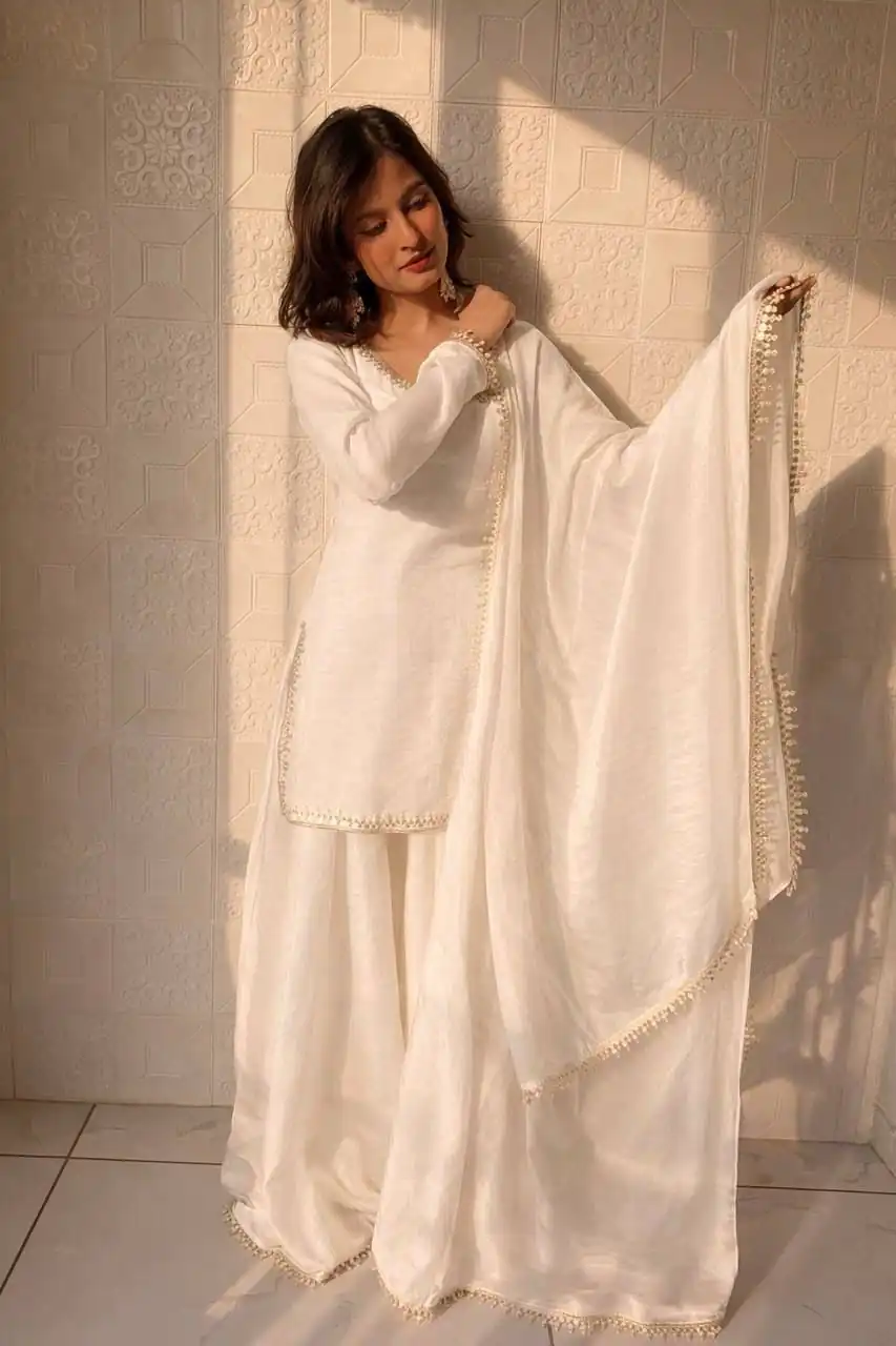 ZB 5063 White Fandy Silk Salwar Suit with Embroidery Work. Wedding, Party, Festive, Events Now at just ₹1949. Delivery 4-6 Working Days. Shop now. | Jump Suits, Salwar suit, Designer Suits, Casual Suits, Creative suits, Palazzo Suits, Party Wear Suits, Patiala Suits, Straight Suits