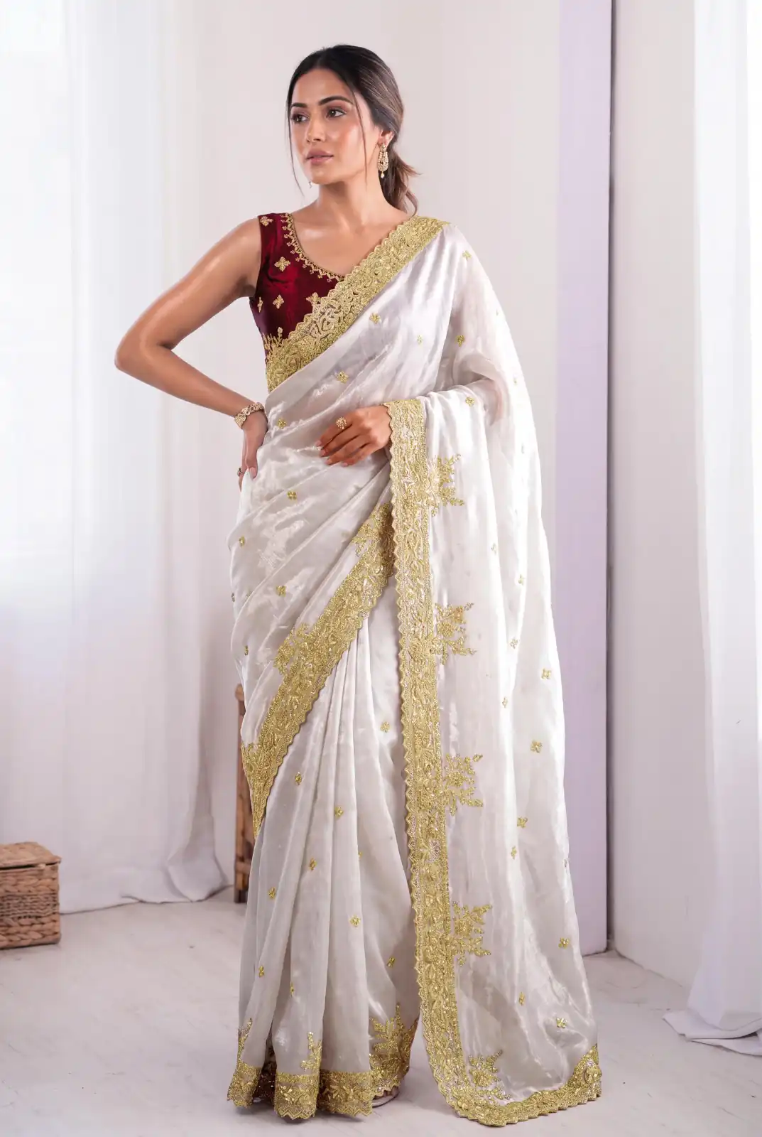 JR 666 White Fendy Satin Saree Perfect for Wedding, Party, Durga Puja, Raksha Bandhan, Sangeet – . Festive Deal ₹1949. Delivery 4-6 Working Days. | Sarees, Bollywood Sarees, Creative Sarees, Designer Sarees, Embroidered Sarees, Ethnic Saree, Modern Digital sarees, Party Wear Sarees