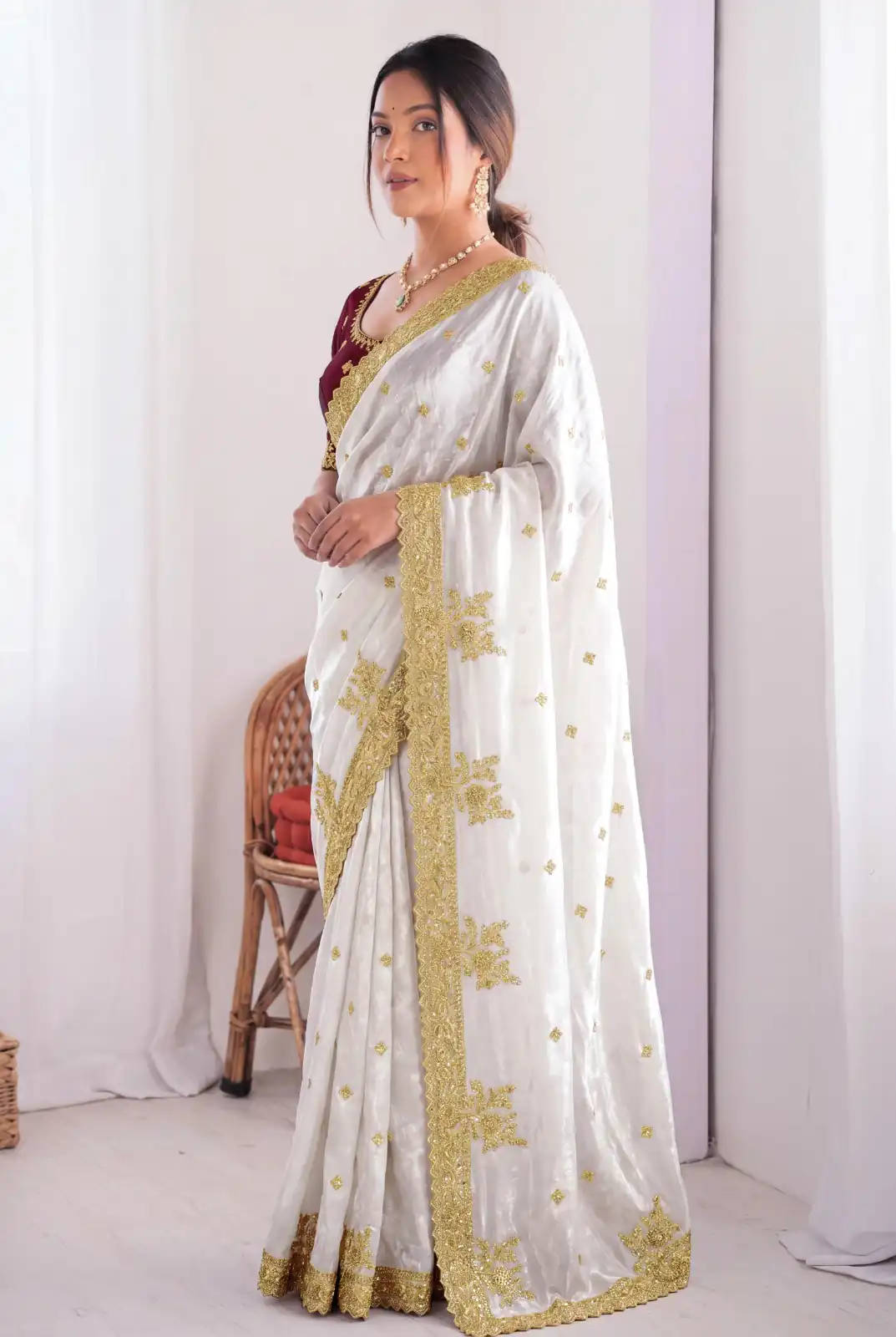 JR 666 White Fendy Satin Saree Perfect for Wedding, Party, Durga Puja, Raksha Bandhan, Sangeet – . Festive Deal ₹1949. Delivery 4-6 Working Days. | Sarees, Bollywood Sarees, Creative Sarees, Designer Sarees, Embroidered Sarees, Ethnic Saree, Modern Digital sarees, Party Wear Sarees