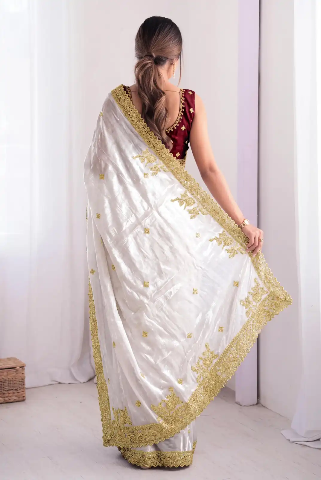 JR 666 White Fendy Satin Saree Perfect for Wedding, Party, Durga Puja, Raksha Bandhan, Sangeet – . Festive Deal ₹1949. Delivery 4-6 Working Days. | Sarees, Bollywood Sarees, Creative Sarees, Designer Sarees, Embroidered Sarees, Ethnic Saree, Modern Digital sarees, Party Wear Sarees