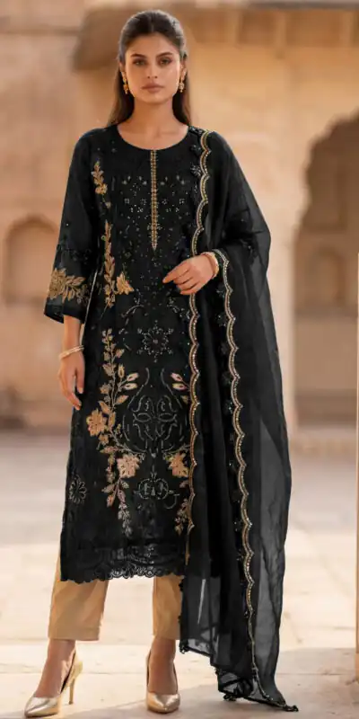 FC 1220 Black Crunchy Salwar Suit with Embroidery Work. Wedding, Party, Festive, Events Grab it for ₹2149. Delivery 4-6 Working Days. Shop now. | Jump Suits, Salwar suit, Designer Suits, Casual Suits, Creative suits, Palazzo Suits, Party Wear Suits, Patiala Suits, Straight Suits