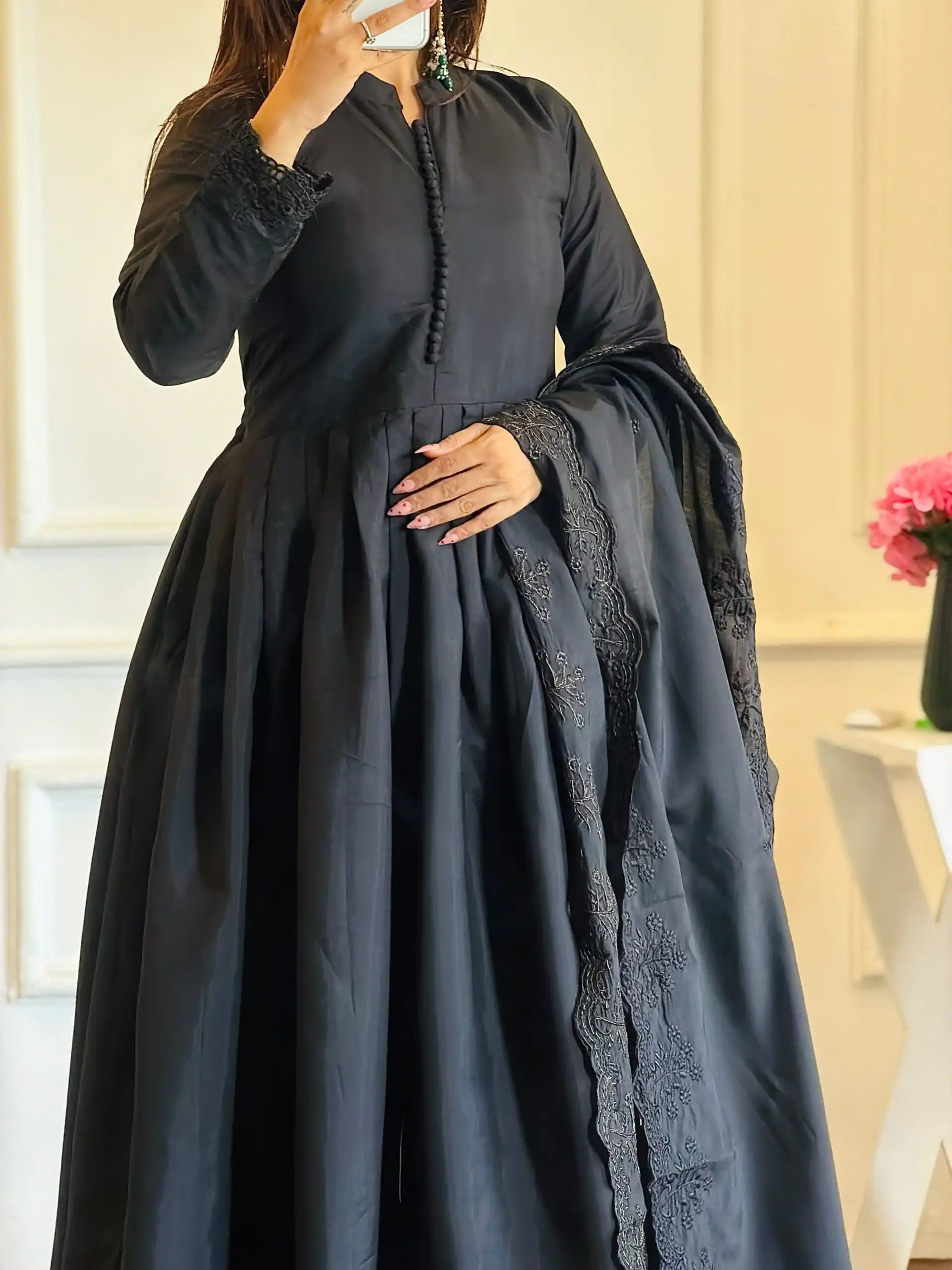VLM 337 Black Roman Silk Gown Perfect for Wedding, Party, Ethnic Day, Haldi, Diwali – . Festive Deal ₹2099. Delivery 4-6 Working Days. Shop now. | Gowns, Bollywood Gowns, Creative Gowns, Designer Gowns, Embroidered Gowns, Party Wear Gowns