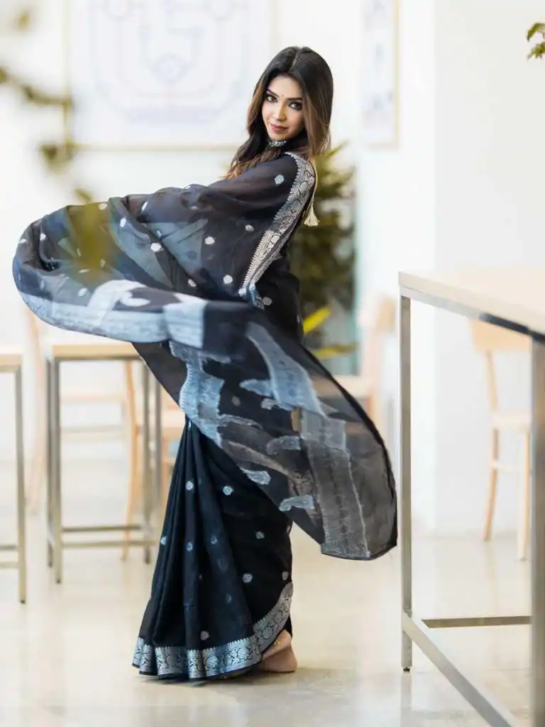 KPR 120 Black Soft Lilan Slab Saree Perfect for Wedding, Party, Lohri, Durga Puja, Pongal – . Get it for ₹1349. Delivery 4-6 Working Days. Shop now. | Sarees, Bollywood Sarees, Creative Sarees, Designer Sarees, Embroidered Sarees, Ethnic Saree, Modern Digital sarees, Party Wear Sarees