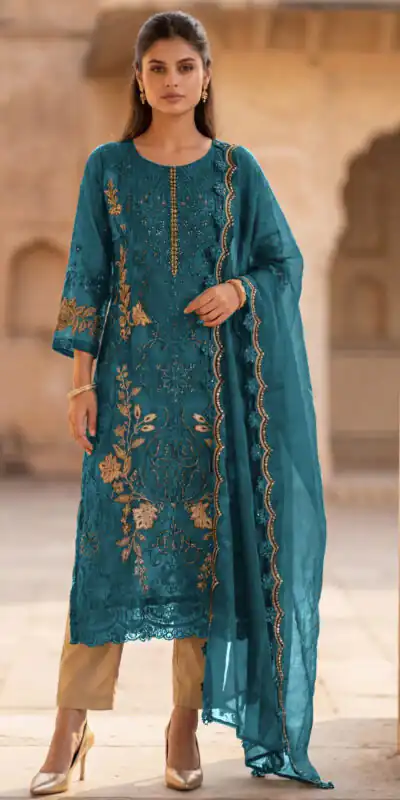 FC 1220 Blue Crunchy Salwar Suit with Embroidery Work. Wedding, Party, Festive, Events Grab it for ₹2149. Delivery 4-6 Working Days. Shop now. | Jump Suits, Salwar suit, Designer Suits, Casual Suits, Creative suits, Palazzo Suits, Party Wear Suits, Patiala Suits, Straight Suits