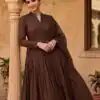 VLM 337 Brown Roman Silk Gown Perfect for Wedding, Party, Ethnic Day, Haldi, Diwali – . Festive Deal ₹2099. Delivery 4-6 Working Days. Shop now. | Gowns, Bollywood Gowns, Creative Gowns, Designer Gowns, Embroidered Gowns, Party Wear Gowns