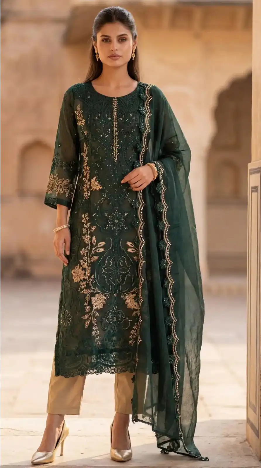 FC 1220 Green Crunchy Salwar Suit with Embroidery Work. Wedding, Party, Festive, Events Grab it for ₹2149. Delivery 4-6 Working Days. Shop now. | Jump Suits, Salwar suit, Designer Suits, Casual Suits, Creative suits, Palazzo Suits, Party Wear Suits, Patiala Suits, Straight Suits