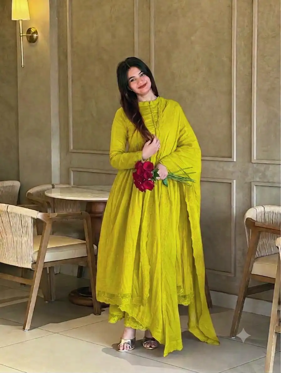 VLM 337 Lime Yellow Roman Silk Gown Perfect for Wedding, Party, Ethnic Day, Haldi, Diwali – . Festive Deal ₹2099. Delivery 4-6 Working Days. Shop now. | Gowns, Bollywood Gowns, Creative Gowns, Designer Gowns, Embroidered Gowns, Party Wear Gowns