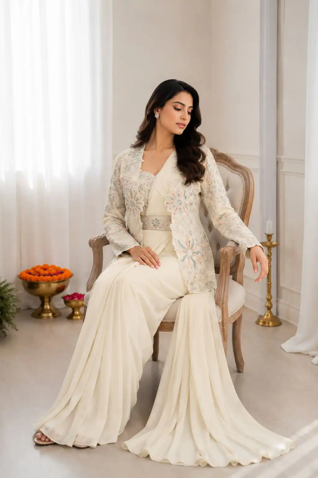 BB 62 Off White Crap Silk Saree with Embroidery Work. Wedding, Party, Festive, Events Festive Deal ₹2499. Delivery 4-6 Working Days. Shop now. | Sarees, Bollywood Sarees, Creative Sarees, Designer Sarees, Embroidered Sarees, Ethnic Saree, Modern Digital sarees, Party Wear Sarees
