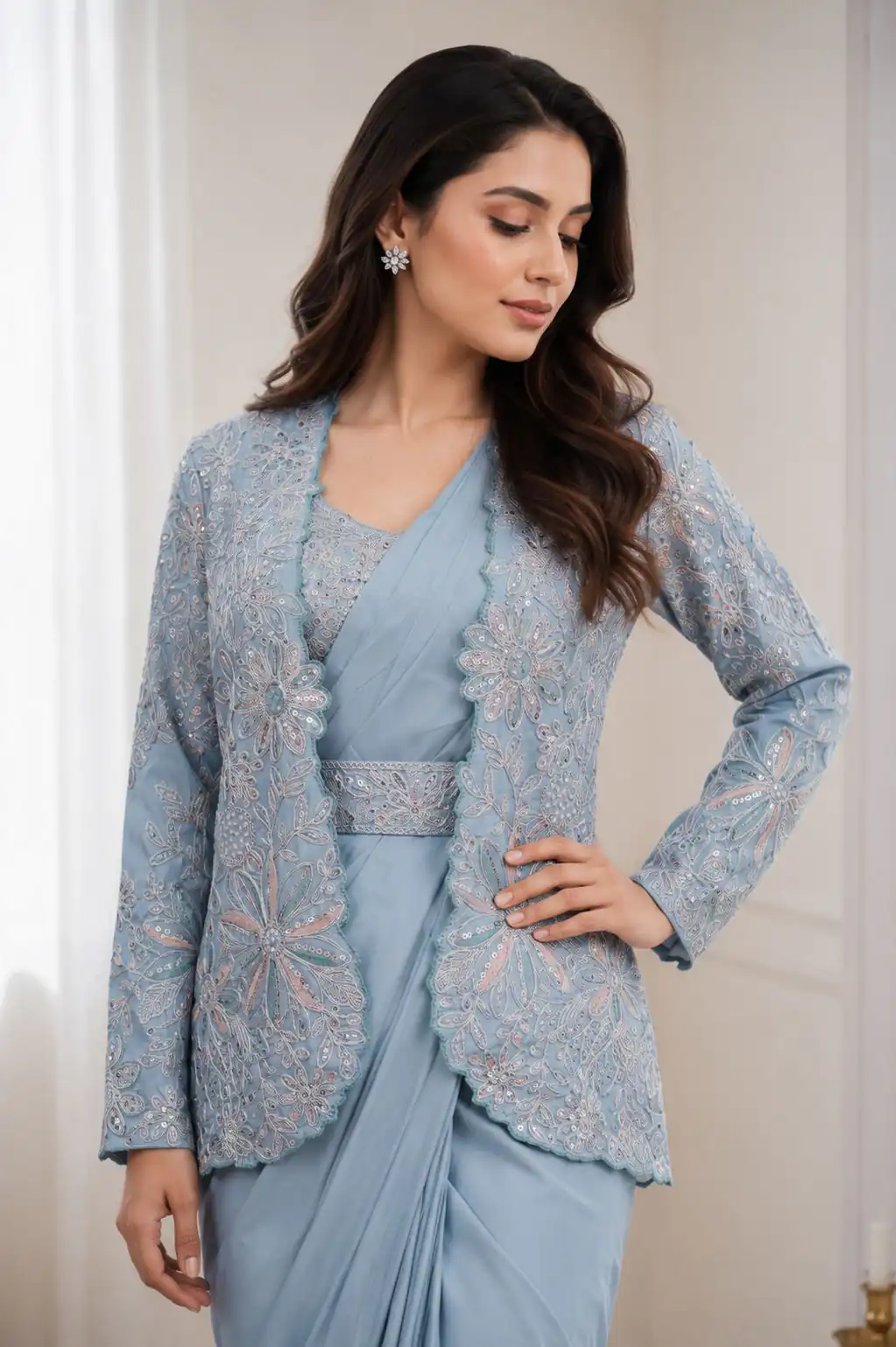 BB 62 Powder Blue Crap Silk Saree with Embroidery Work. Wedding, Party, Festive, Events Festive Deal ₹2499. Delivery 4-6 Working Days. Shop now. | Sarees, Bollywood Sarees, Creative Sarees, Designer Sarees, Embroidered Sarees, Ethnic Saree, Modern Digital sarees, Party Wear Sarees