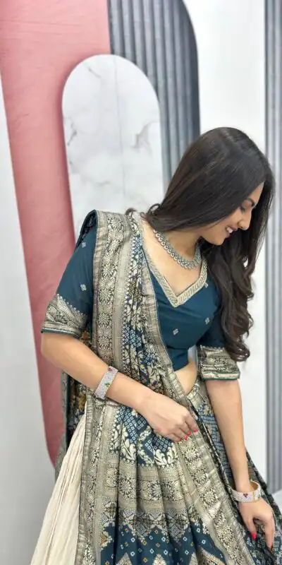 PC 560 Teal in Jacquard Silk Designer Work Lehenga Choli . Introductory Price ₹3249. Delivery 4-6 Working Days. Shop now. | Lehenga, Bollywood Lehenga, Creative Lehenga, Designer Lehenga, Embroidered Lehenga, Party Wear Lehenga