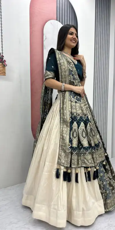 PC 560 Teal in Jacquard Silk Designer Work Lehenga Choli . Introductory Price ₹3249. Delivery 4-6 Working Days. Shop now. | Lehenga, Bollywood Lehenga, Creative Lehenga, Designer Lehenga, Embroidered Lehenga, Party Wear Lehenga