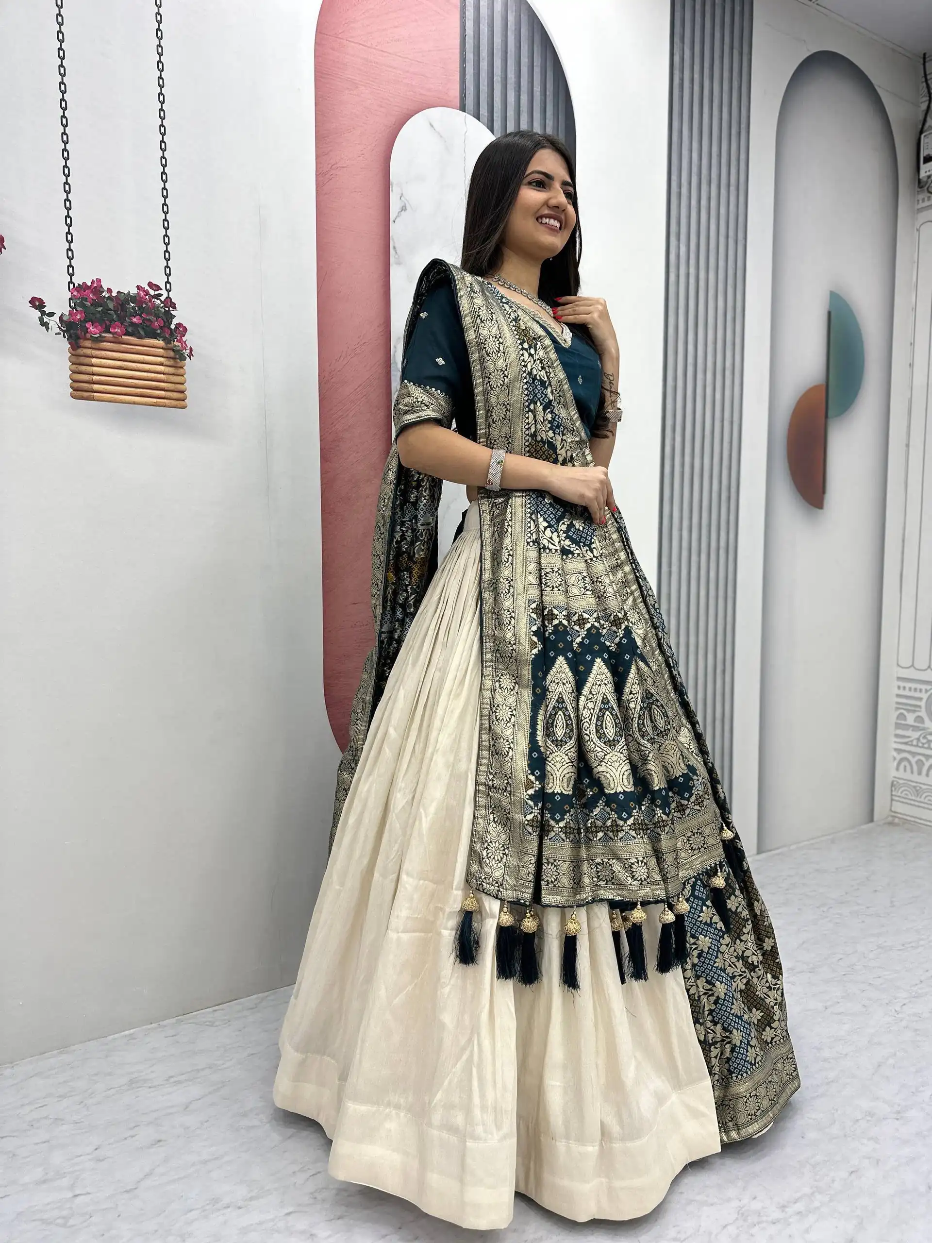 PC 560 Teal in Jacquard Silk Designer Work Lehenga Choli . Introductory Price ₹3249. Delivery 4-6 Working Days. Shop now. | Lehenga, Bollywood Lehenga, Creative Lehenga, Designer Lehenga, Embroidered Lehenga, Party Wear Lehenga