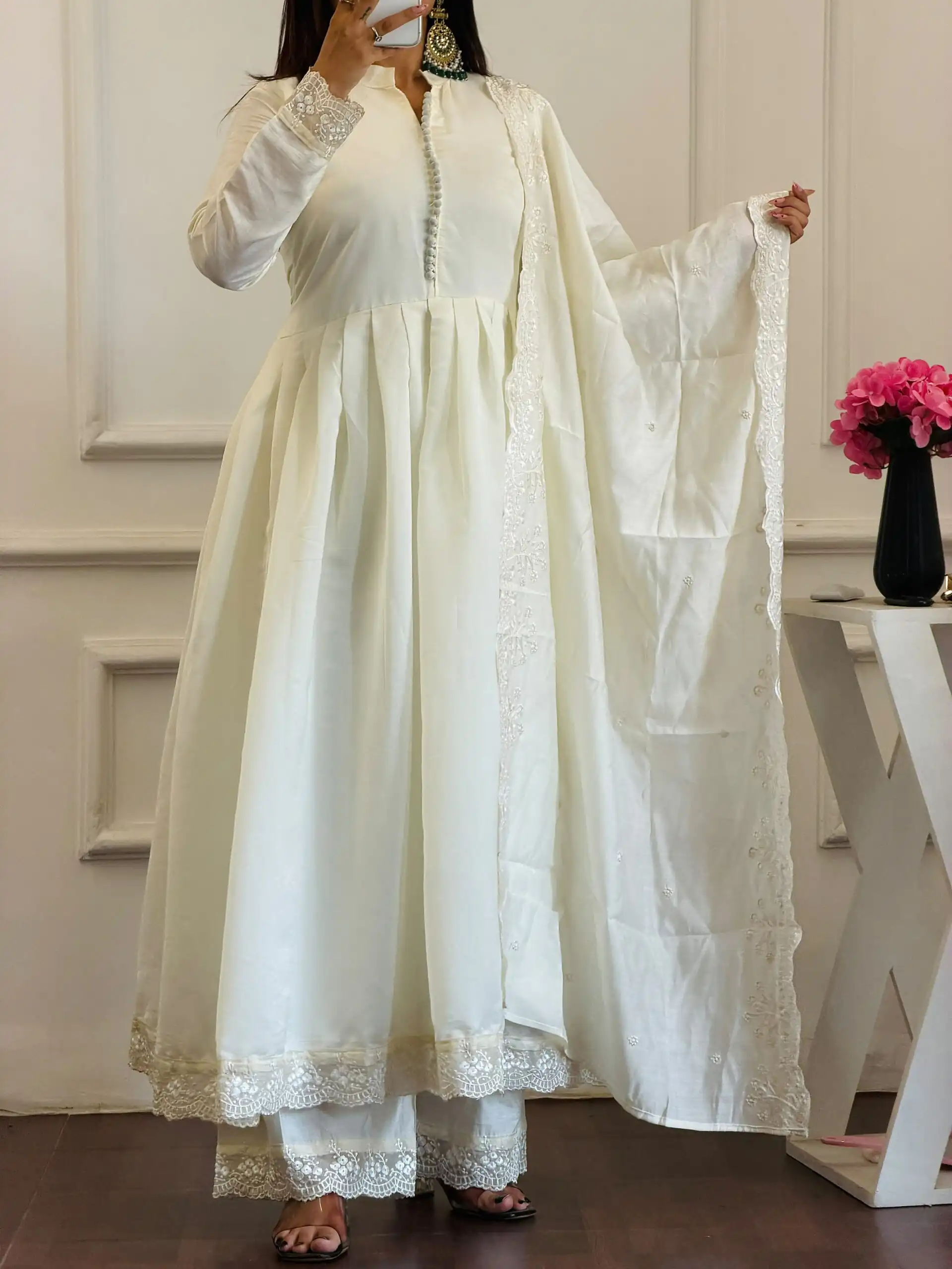 VLM 337 White Roman Silk Gown Perfect for Wedding, Party, Ethnic Day, Haldi, Diwali – . Festive Deal ₹2099. Delivery 4-6 Working Days. Shop now. | Gowns, Bollywood Gowns, Creative Gowns, Designer Gowns, Embroidered Gowns, Party Wear Gowns