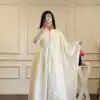 VLM 337 White Roman Silk Gown Perfect for Wedding, Party, Ethnic Day, Haldi, Diwali – . Festive Deal ₹2099. Delivery 4-6 Working Days. Shop now. | Gowns, Bollywood Gowns, Creative Gowns, Designer Gowns, Embroidered Gowns, Party Wear Gowns