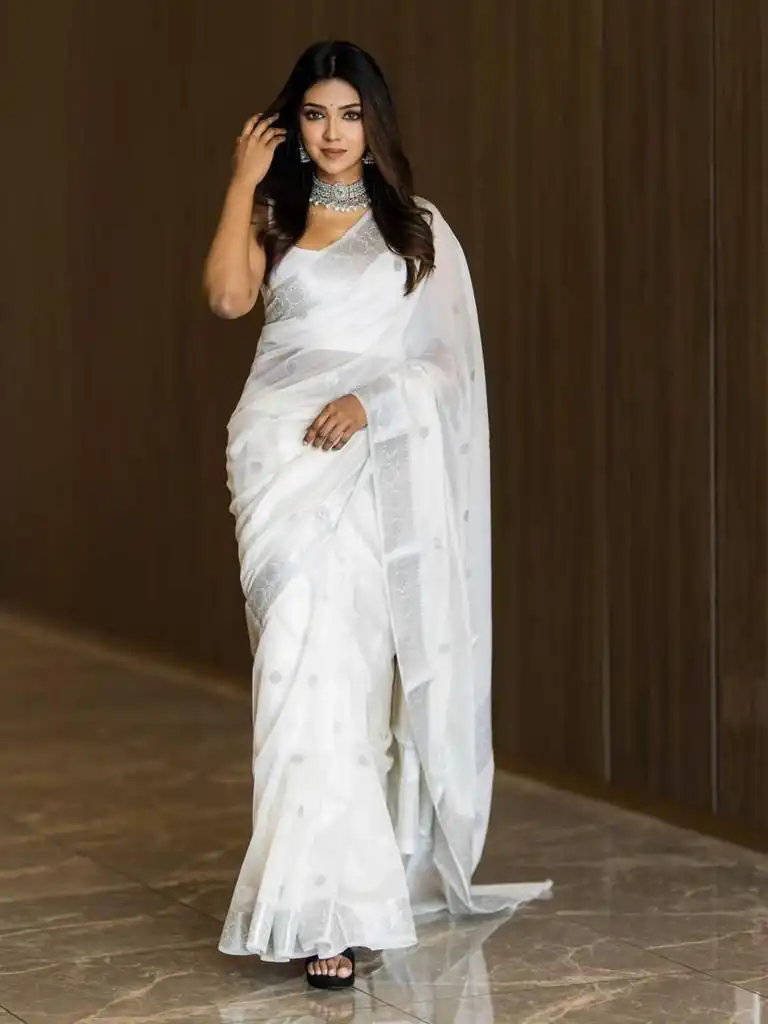 KPR 120 White Soft Lilan Slab Saree Perfect for Wedding, Party, Lohri, Durga Puja, Pongal – . Get it for ₹1349. Delivery 4-6 Working Days. Shop now. | Sarees, Bollywood Sarees, Creative Sarees, Designer Sarees, Embroidered Sarees, Ethnic Saree, Modern Digital sarees, Party Wear Sarees