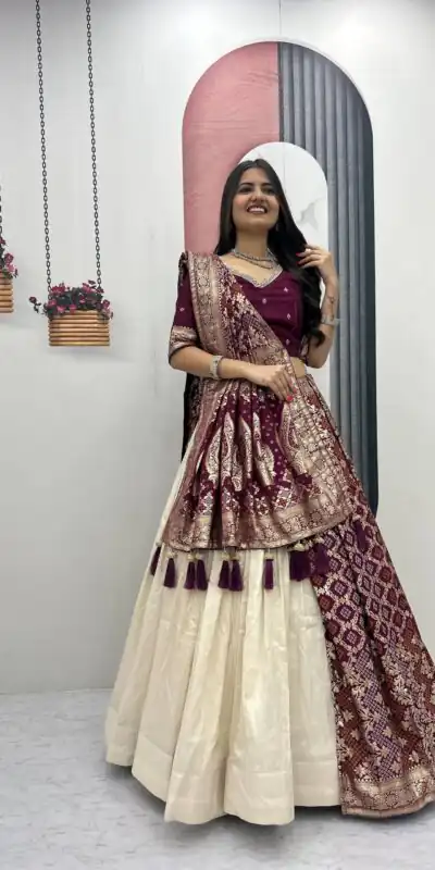 PC 560 Wine in Jacquard Silk Designer Work Lehenga Choli . Introductory Price ₹3249. Delivery 4-6 Working Days. Shop now. | Lehenga, Bollywood Lehenga, Creative Lehenga, Designer Lehenga, Embroidered Lehenga, Party Wear Lehenga