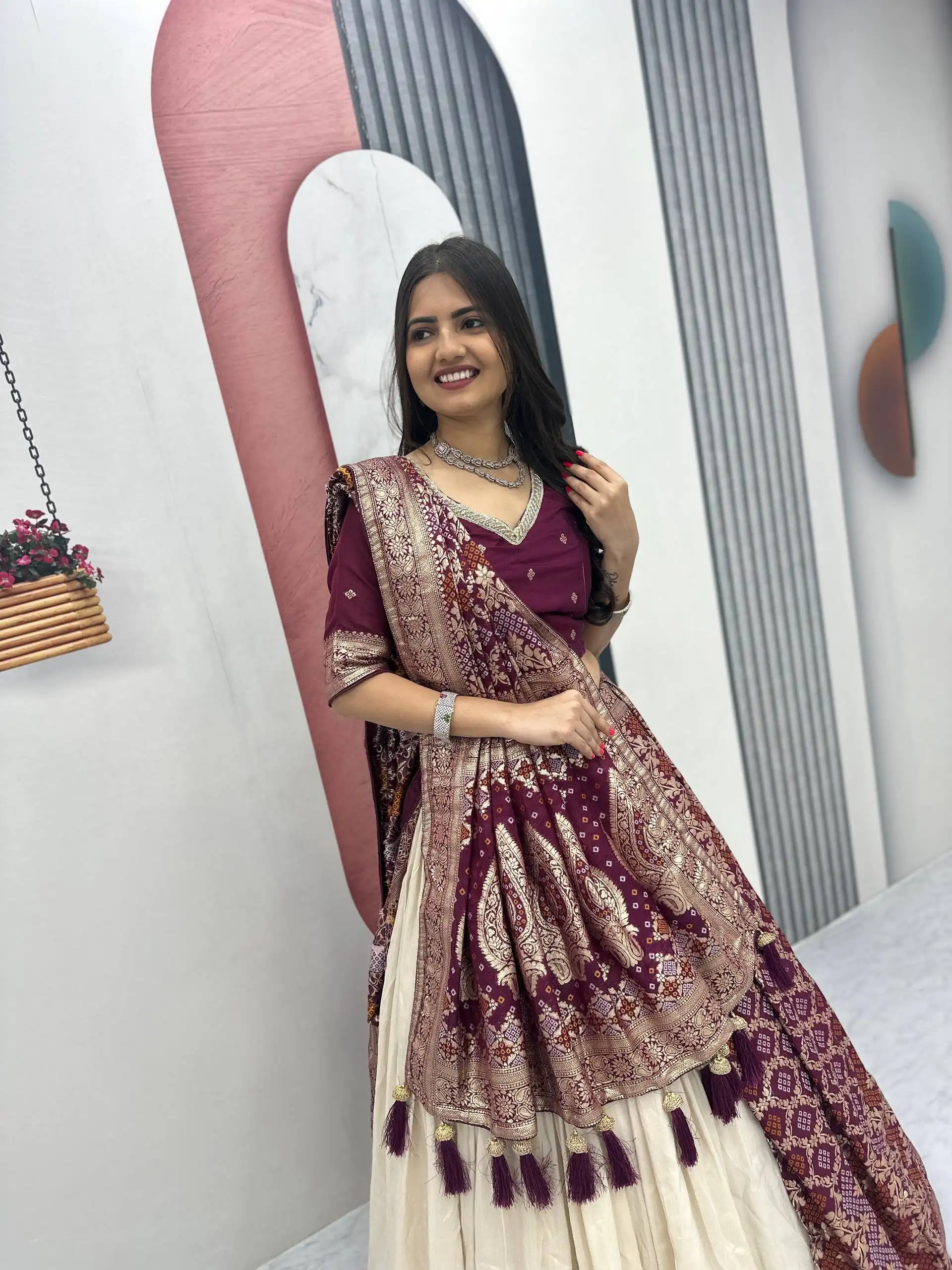 PC 560 Wine in Jacquard Silk Designer Work Lehenga Choli . Introductory Price ₹3249. Delivery 4-6 Working Days. Shop now. | Lehenga, Bollywood Lehenga, Creative Lehenga, Designer Lehenga, Embroidered Lehenga, Party Wear Lehenga