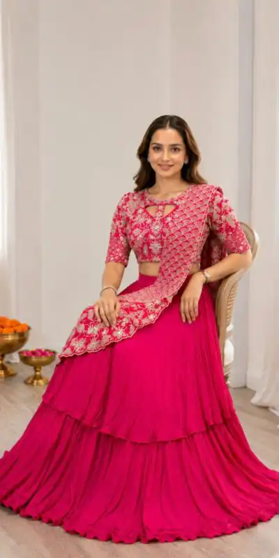 BB 75 Pink Color French Crape Saree with Embroidery Work. Wedding, Party, Festive, Online Best Price ₹2399. Delivery 4-6 Working Days. Shop now. | Sarees, Bollywood Sarees, Creative Sarees, Designer Sarees, Embroidered Sarees, Ethnic Saree, Modern Digital sarees, Party Wear Sarees