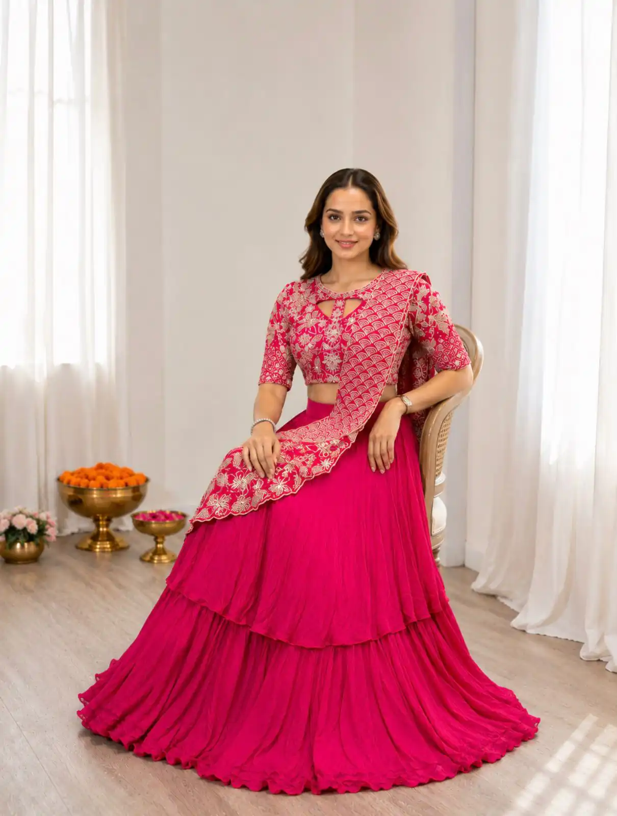 BB 75 Pink Color French Crape Saree with Embroidery Work. Wedding, Party, Festive, Online Best Price ₹2399. Delivery 4-6 Working Days. Shop now. | Sarees, Bollywood Sarees, Creative Sarees, Designer Sarees, Embroidered Sarees, Ethnic Saree, Modern Digital sarees, Party Wear Sarees