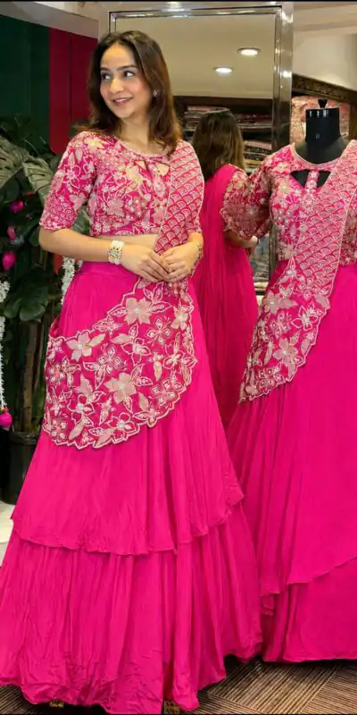 BB 75 Pink Color French Crape Saree with Embroidery Work. Wedding, Party, Festive, Online Best Price ₹2399. Delivery 4-6 Working Days. Shop now. | Sarees, Bollywood Sarees, Creative Sarees, Designer Sarees, Embroidered Sarees, Ethnic Saree, Modern Digital sarees, Party Wear Sarees