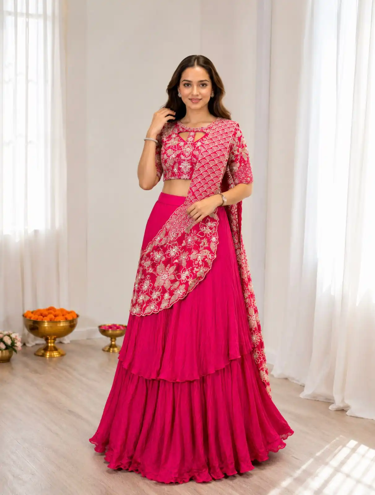 BB 75 Pink Color French Crape Saree with Embroidery Work. Wedding, Party, Festive, Online Best Price ₹2399. Delivery 4-6 Working Days. Shop now. | Sarees, Bollywood Sarees, Creative Sarees, Designer Sarees, Embroidered Sarees, Ethnic Saree, Modern Digital sarees, Party Wear Sarees