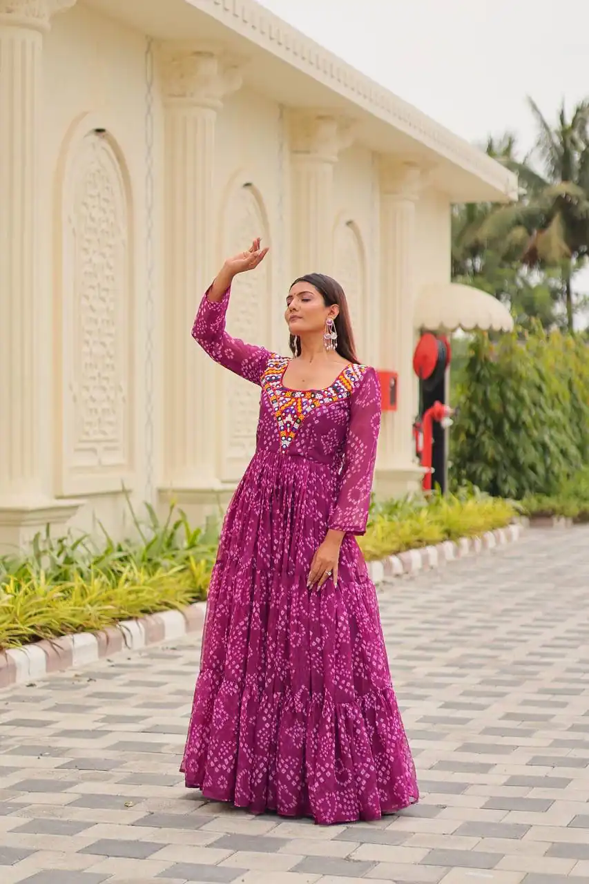 Ram 119 Pink Faux Georgette Gown with Mirror Work. Wedding, Party, Festive, Events Special Price ₹1899. Delivery 4-6 Working Days. Shop now. | Gowns, Bollywood Gowns, Creative Gowns, Designer Gowns, Embroidered Gowns, Party Wear Gowns