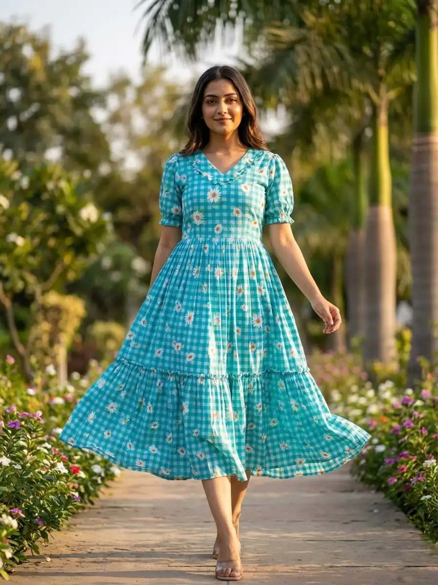 KA 1257 Blue Muslin Silk Gingham Printed Kurti with Designer Work. Special Price ₹1519. Delivery 4-6 Working Days. Shop now. | Kurti, Bollywood Kurti, Creative Kurtis, Designer Kurti, Party Wear Kurti, Selfie Kurti