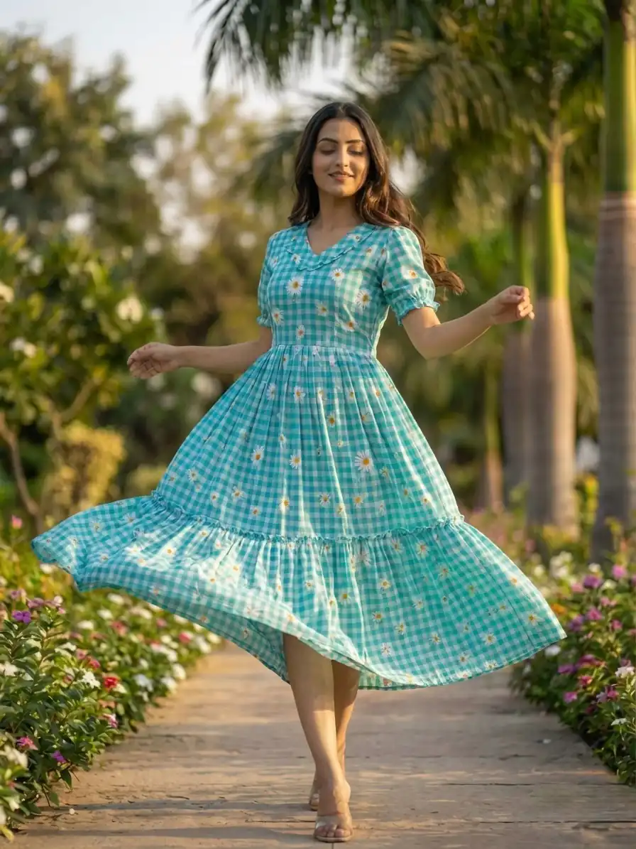 KA 1257 Blue Muslin Silk Gingham Printed Kurti with Designer Work. Special Price ₹1519. Delivery 4-6 Working Days. Shop now. | Kurti, Bollywood Kurti, Creative Kurtis, Designer Kurti, Party Wear Kurti, Selfie Kurti