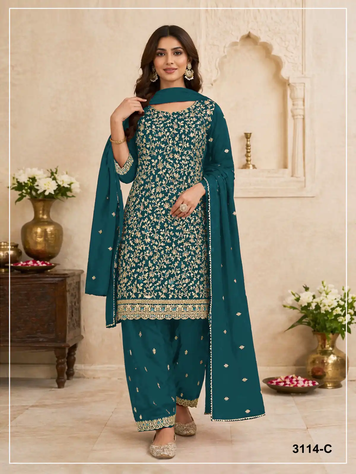 FC 3114 Blue Blooming Fox Georgette Salwar Suit with Embroidery Work. Exclusive Offer ₹2499. Delivery 4-6 Working Days. Shop now. | Jump Suits, Salwar suit, Designer Suits, Casual Suits, Creative suits, Palazzo Suits, Party Wear Suits, Patiala Suits, Straight Suits