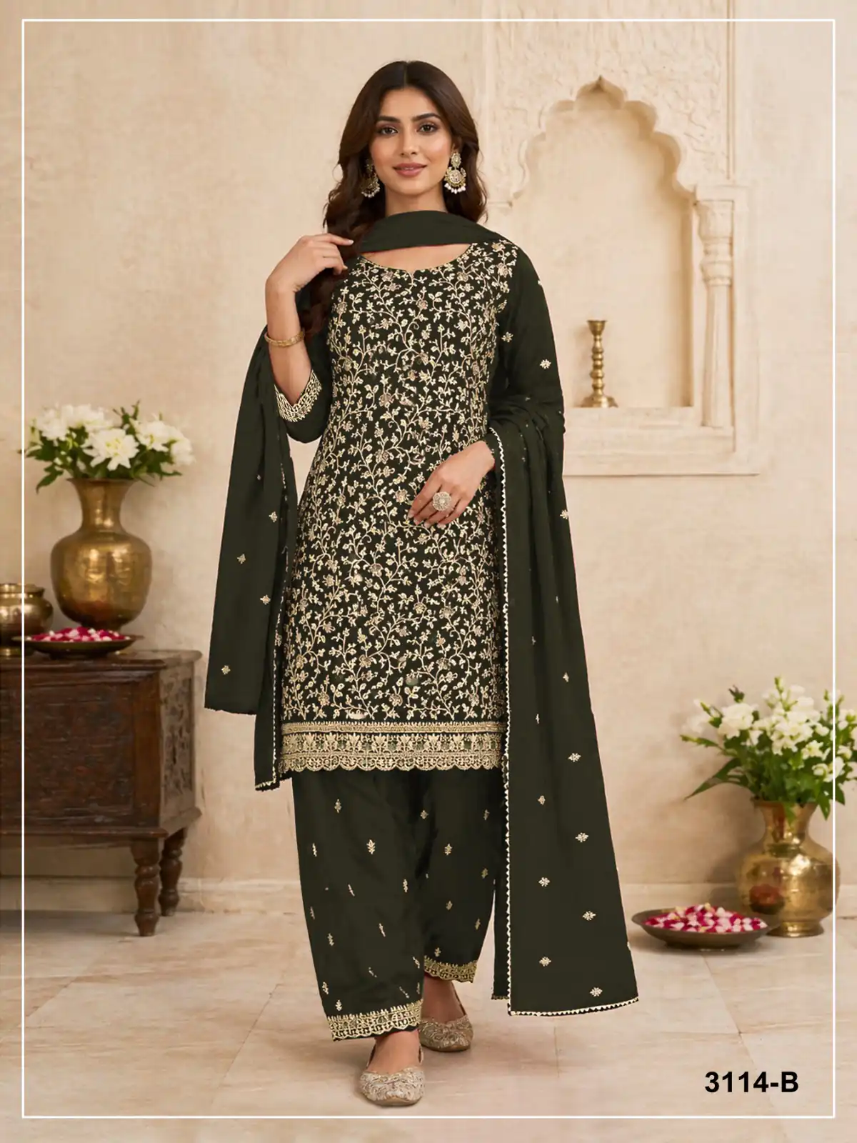 FC 3114 Green Blooming Fox Georgette Salwar Suit with Embroidery Work. Exclusive Offer ₹2499. Delivery 4-6 Working Days. Shop now. | Jump Suits, Salwar suit, Designer Suits, Casual Suits, Creative suits, Palazzo Suits, Party Wear Suits, Patiala Suits, Straight Suits
