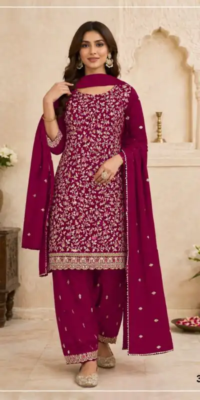FC 3114 Red Blooming Fox Georgette Salwar Suit with Embroidery Work. Exclusive Offer ₹2499. Delivery 4-6 Working Days. Shop now. | Jump Suits, Salwar suit, Designer Suits, Casual Suits, Creative suits, Palazzo Suits, Party Wear Suits, Patiala Suits, Straight Suits