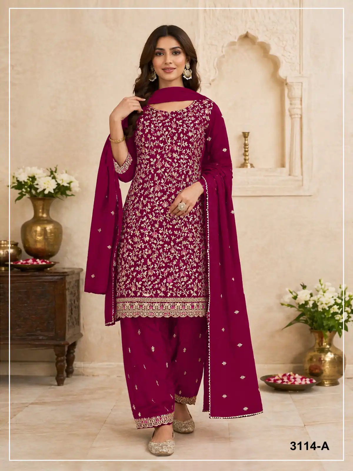FC 3114 Red Blooming Fox Georgette Salwar Suit with Embroidery Work. Exclusive Offer ₹2499. Delivery 4-6 Working Days. Shop now. | Jump Suits, Salwar suit, Designer Suits, Casual Suits, Creative suits, Palazzo Suits, Party Wear Suits, Patiala Suits, Straight Suits