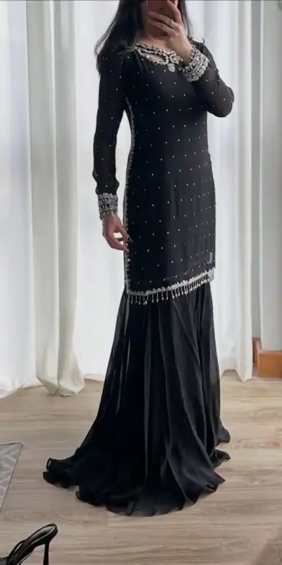 SRK 5353 Black Faux Georgette Salwar Suit Perfect for Wedding, Party, Family Gatherings, Sangeet, Housewarming – . Affordable Price ₹1949. Days | Jump Suits, Salwar suit, Designer Suits, Casual Suits, Creative suits, Palazzo Suits, Party Wear Suits, Patiala Suits, Straight Suits