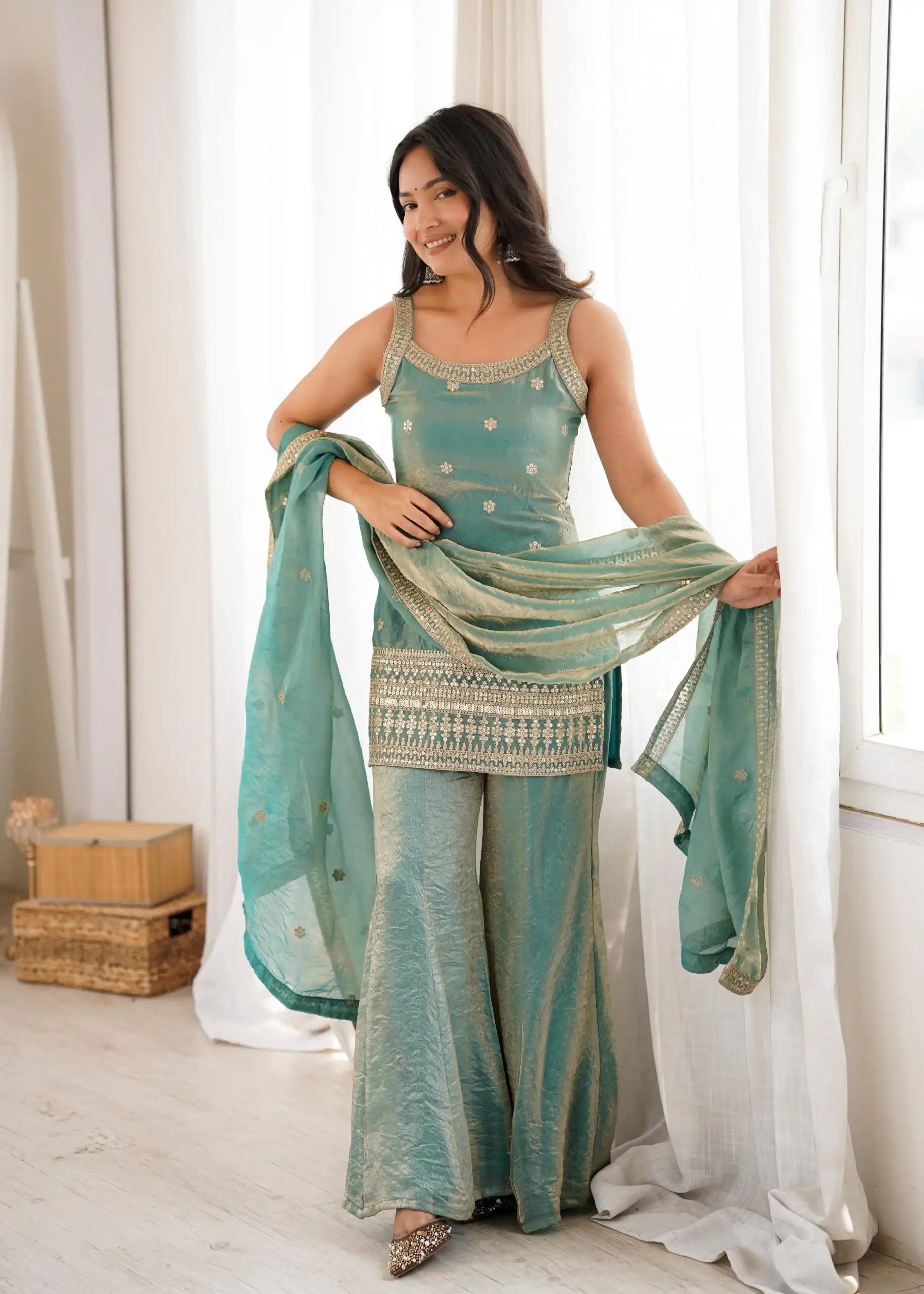 KB 302 Sea Green Fendy Silk Salwar Suit with Mirror Work & Embroidery Work. Best Price ₹2049. Delivery 4-6 Working Days. Shop now. | Jump Suits, Salwar suit, Designer Suits, Casual Suits, Creative suits, Palazzo Suits, Party Wear Suits, Patiala Suits, Straight Suits