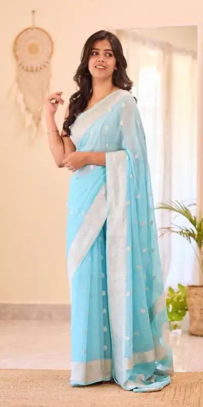KPR 255 Sky Blue Soft Lilan Slab Saree Perfect for Wedding, Party, Lohri, Durga Puja, Pongal – . Get it for ₹1349. Delivery 4-6 Working Days. Shop now. | Sarees, Bollywood Sarees, Creative Sarees, Designer Sarees, Embroidered Sarees, Ethnic Saree, Modern Digital sarees, Party Wear Sarees