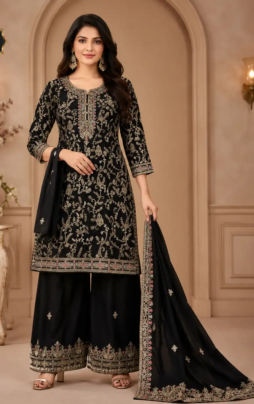 FC 1967 Black Chinon Embroidery Work Salwar Suit Wedding, Party, Festive, Events,, Reception,, Price ₹3049. Delivery 4-6 Working Days. Shop now. | Jump Suits, Salwar suit, Designer Suits, Casual Suits, Creative suits, Palazzo Suits, Party Wear Suits, Patiala Suits, Straight Suits