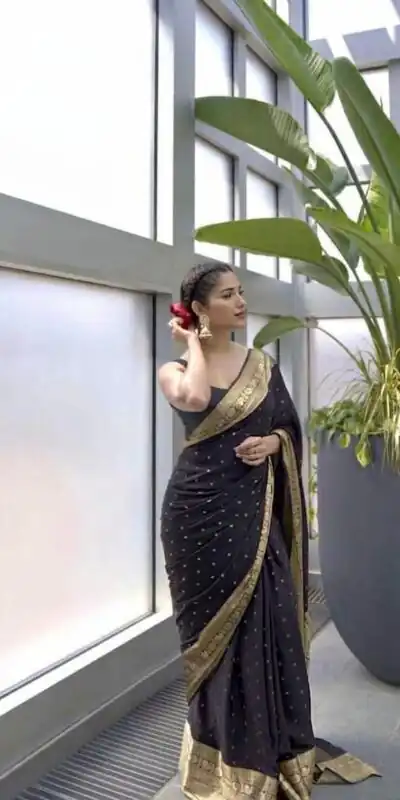 KP 303 Black in Soft Lichi Silk Jacquard Work Designer Work Saree . Exclusive Offer ₹1349. Delivery 4-6 Working Days. Shop now. | Sarees, Bollywood Sarees, Creative Sarees, Designer Sarees, Embroidered Sarees, Ethnic Saree, Modern Digital sarees, Party Wear Sarees