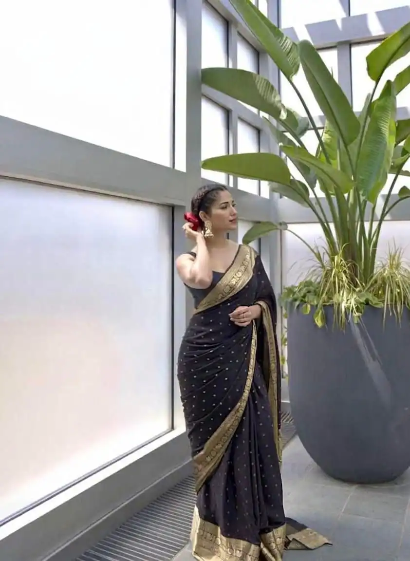 KP 303 Black in Soft Lichi Silk Jacquard Work Designer Work Saree . Exclusive Offer ₹1349. Delivery 4-6 Working Days. Shop now. | Sarees, Bollywood Sarees, Creative Sarees, Designer Sarees, Embroidered Sarees, Ethnic Saree, Modern Digital sarees, Party Wear Sarees