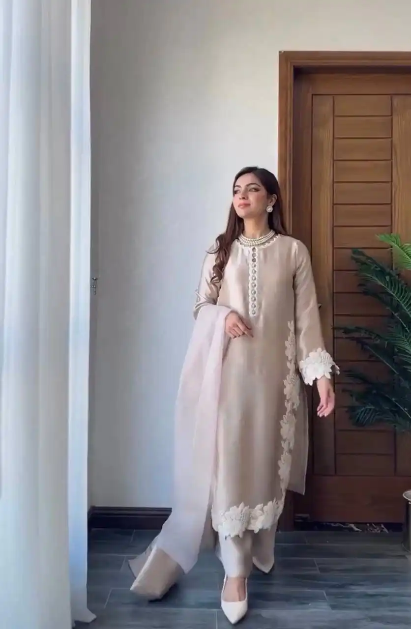 ST 213 Cream Color Natural Crep Salwar Suit with Embroidery Work. Wedding, Party, Festive, Best Price ₹1899. Delivery 4-6 Working Days. Shop now. | Jump Suits, Salwar suit, Designer Suits, Casual Suits, Creative suits, Palazzo Suits, Party Wear Suits, Patiala Suits, Straight Suits
