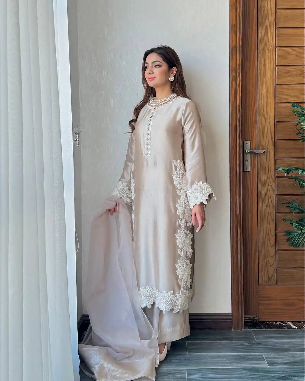 ST 213 Cream Color Natural Crep Salwar Suit with Embroidery Work. Wedding, Party, Festive, Best Price ₹1899. Delivery 4-6 Working Days. Shop now. | Jump Suits, Salwar suit, Designer Suits, Casual Suits, Creative suits, Palazzo Suits, Party Wear Suits, Patiala Suits, Straight Suits