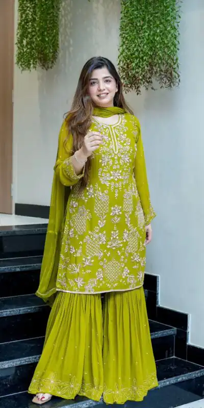 JF 027 Green in Faux Georgette Mirror Embroidery Work Salwar Suit . Best Price ₹1949. Delivery 4-6 Working Days. Shop now. | Jump Suits, Salwar suit, Designer Suits, Casual Suits, Creative suits, Palazzo Suits, Party Wear Suits, Patiala Suits, Straight Suits