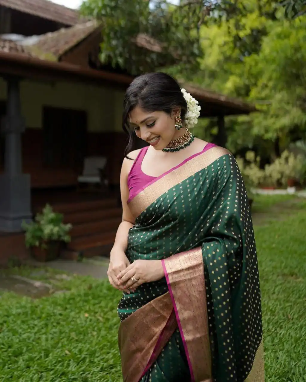 KPR 6047 Green in Soft Lichi Silk Jacquard Work Designer Work Saree . Exclusive Offer ₹1449. Delivery 4-6 Working Days. Shop now. | Sarees, Bollywood Sarees, Creative Sarees, Designer Sarees, Embroidered Sarees, Ethnic Saree, Modern Digital sarees, Party Wear Sarees